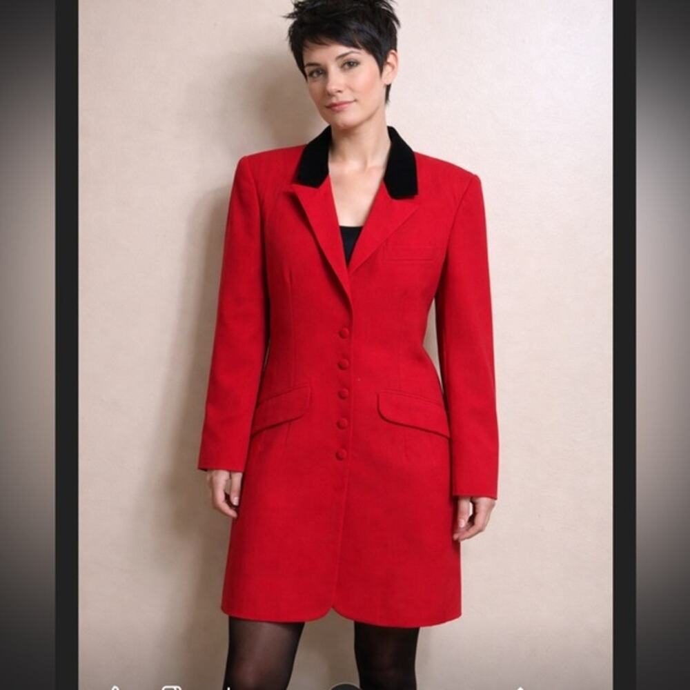 Vintage Compagnie International Express red wool longline jacket. Medium